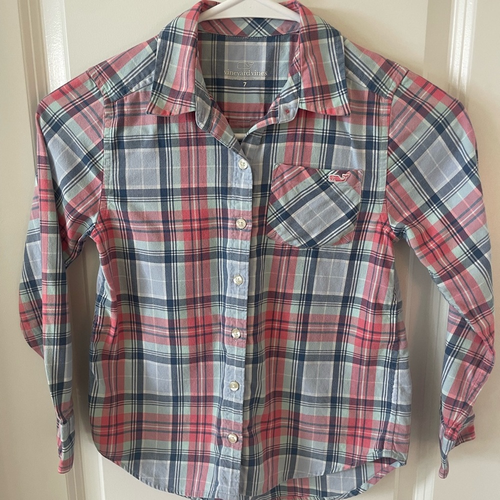 Vineyard Vines Kids Plaid Shirt - Pink and Blue
